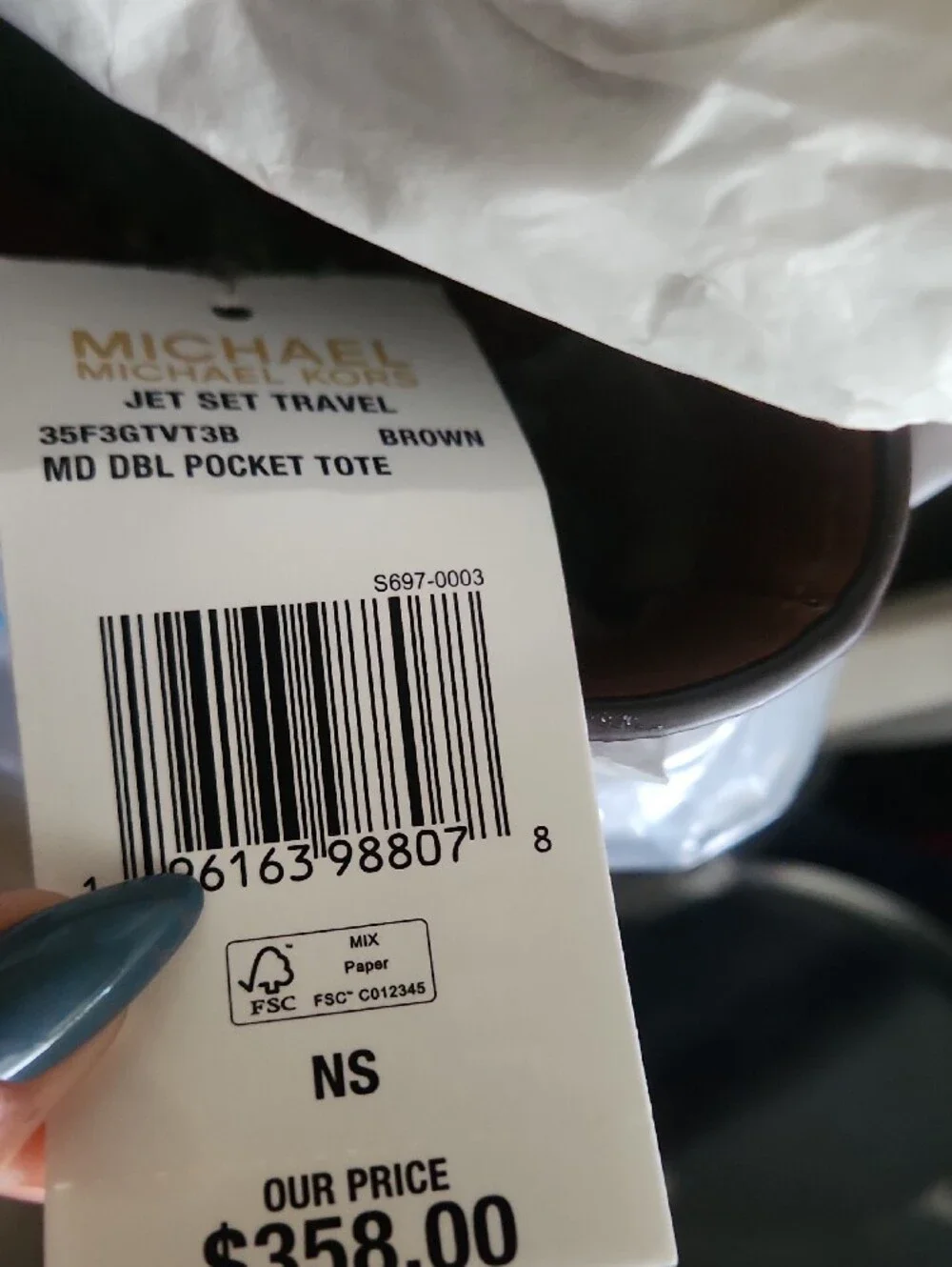 Michael Kors Brown Monogram Briefcase Tote with Gold Hardware